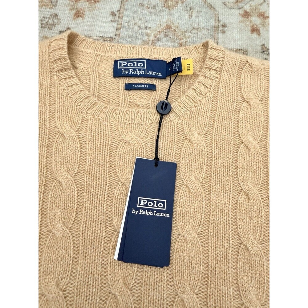 Polo Ralph Lauren Men’s The Iconic Cable Knit Cashmere Sweater Brown Size M NWT - Picture 4 of 11